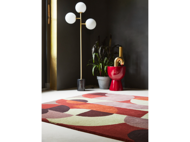 Brink & Campman Decor Cosmo Red Pale Green 095203 vloerkleed Brokking Vloerkledenspecialist.nl IJsselstein