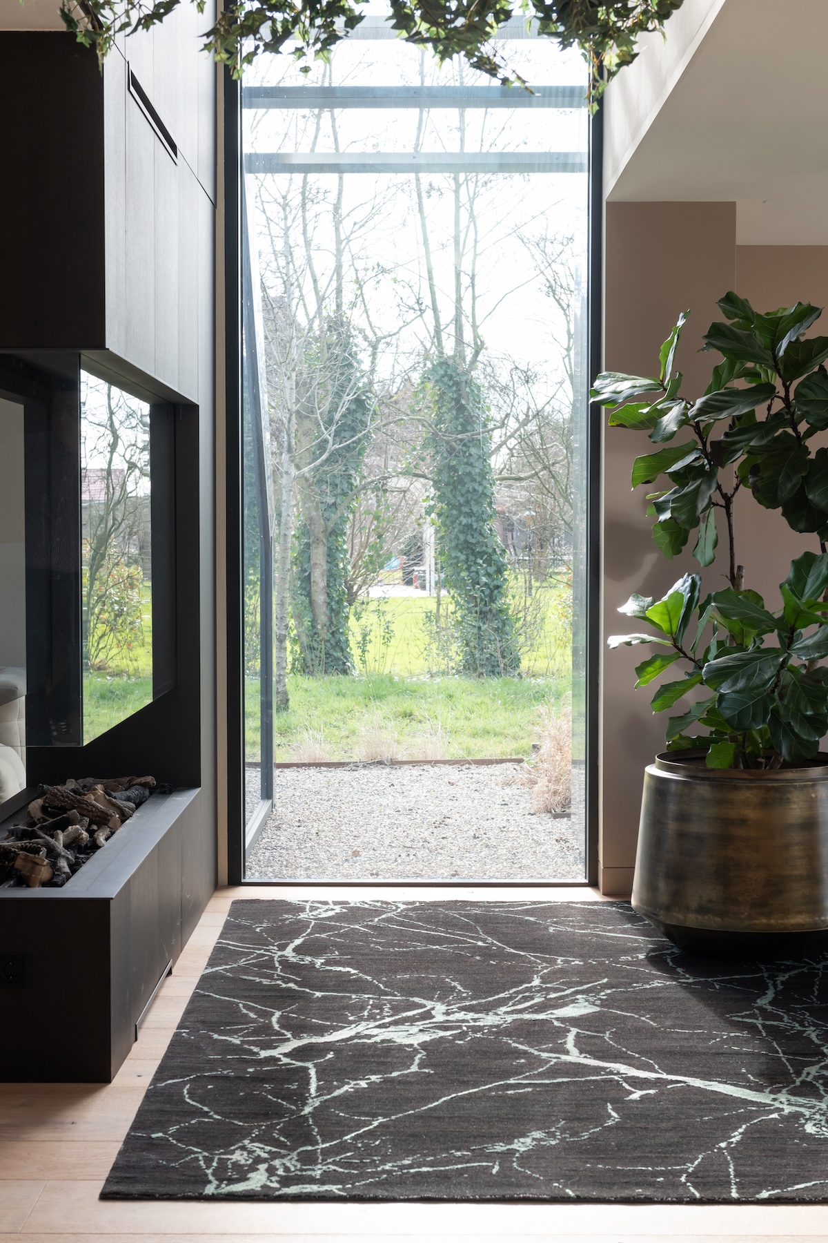 vloerkleed zwart Marble Hunter Green